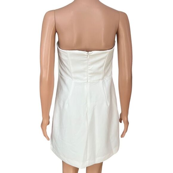 SAM EDELMAN Bow Strapless ivory Minidress size M - Picture 4 of 8
